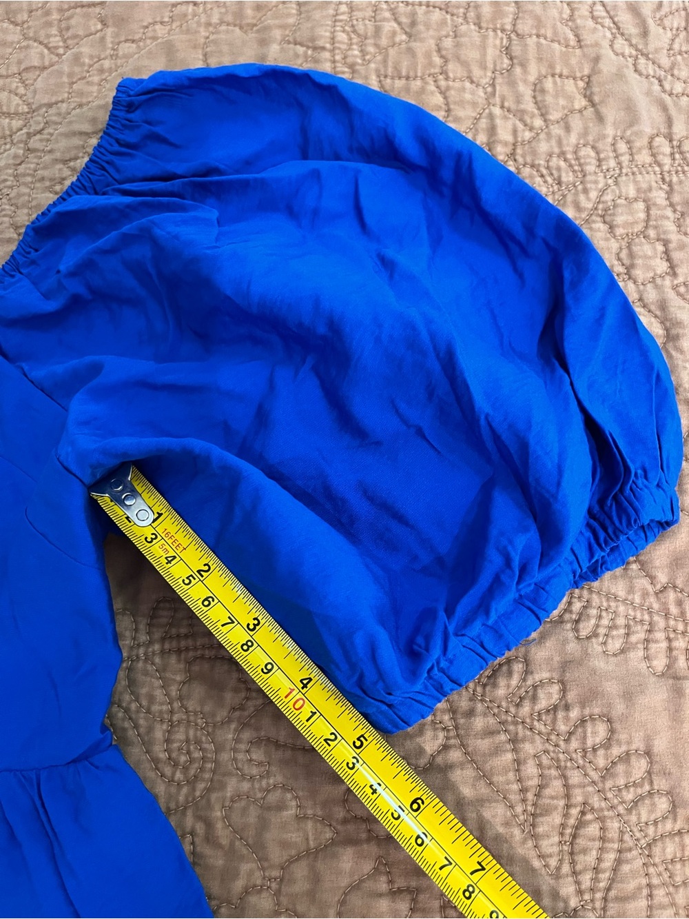 Cobalt Blue Puff-Sleeve Flowy Peplum Babydoll Blouse Nine West Women L - Picture 3 of 9